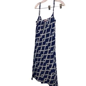 marie Eiffel Hamptons Luxury NEW NWT Blue Indian Block Print Summer Slip…